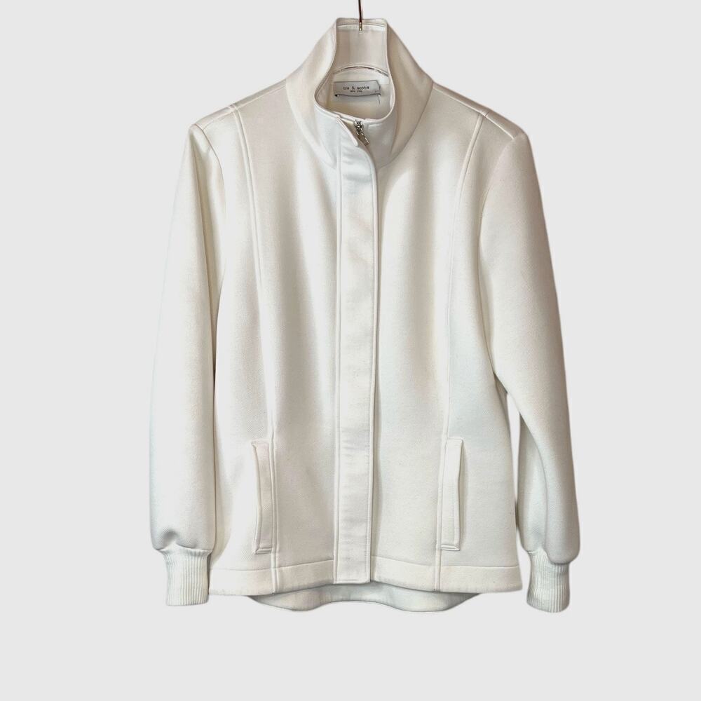 Lola + Sofie New York Zip Up Jacket in White Women's Size Large